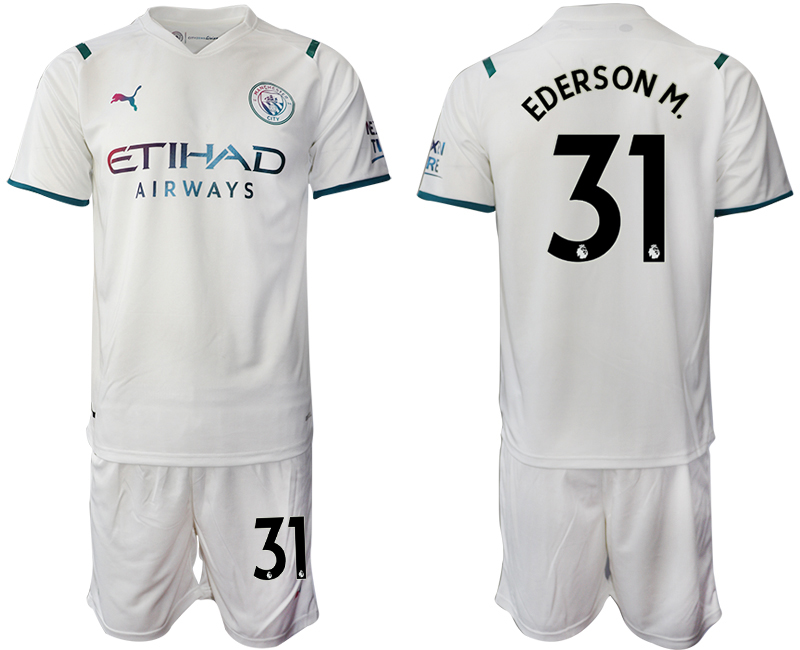Men 2021-2022 Club Manchester City away White #31 Soccer Jersey